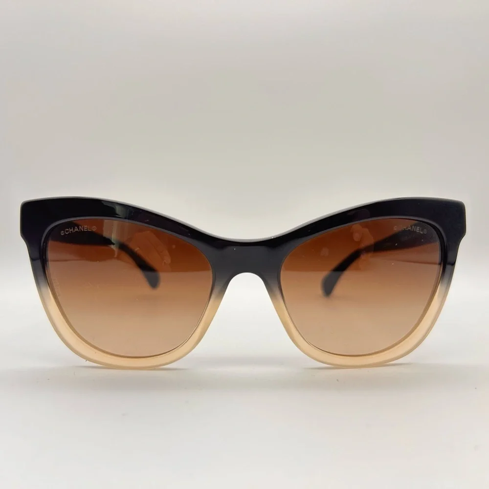 CHANEL Acetate CC Cat Eye Summer Sunglasses 5350 Black Beige Ombré
